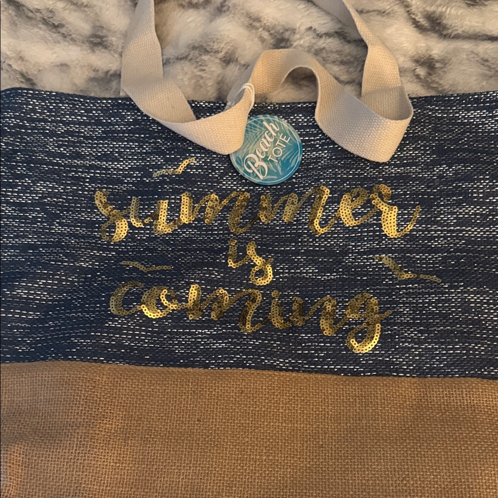 Navy and Tan Tote Bag